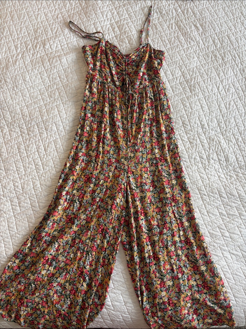 O'Neill Multicolor Floral Wide-Leg Jumpsuit with Tie Front